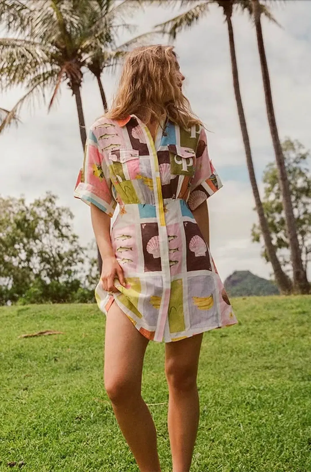 Palm Noosa Camellia Dress Cartagena Print Size AU 14 / XXL for rent on The Volte - main image