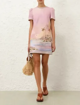 Zimmermann Dawning Embellished Mini Dress Lilac Seascape Size 1 for rent on The Volte - image 1