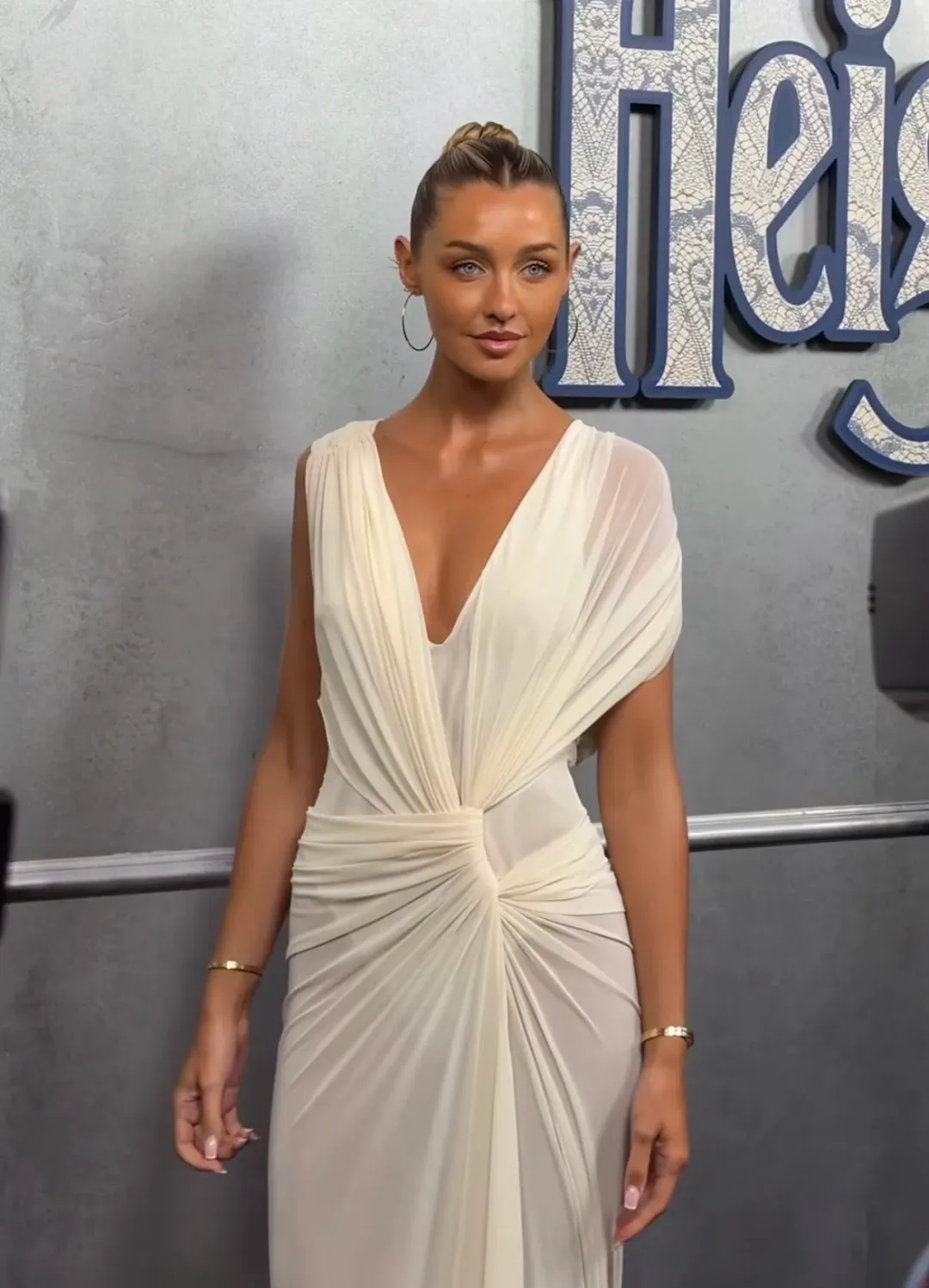 Bec and Bridge Leia Drape Gown Butter Cream White Size 6 for rent on The Volte - main image