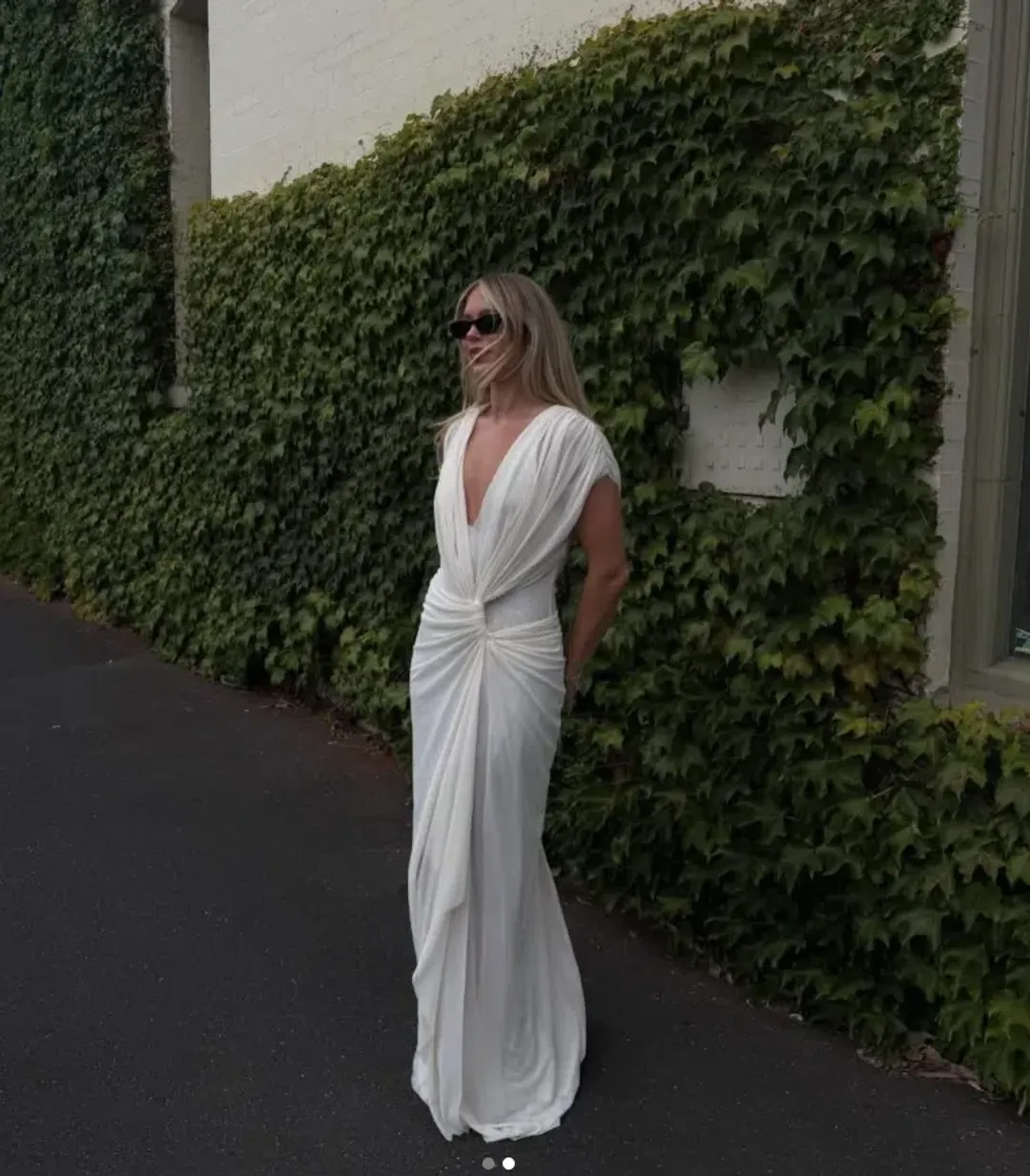 Bec and Bridge Leia Drape Gown Butter Cream White Size 8 for rent on The Volte - main image