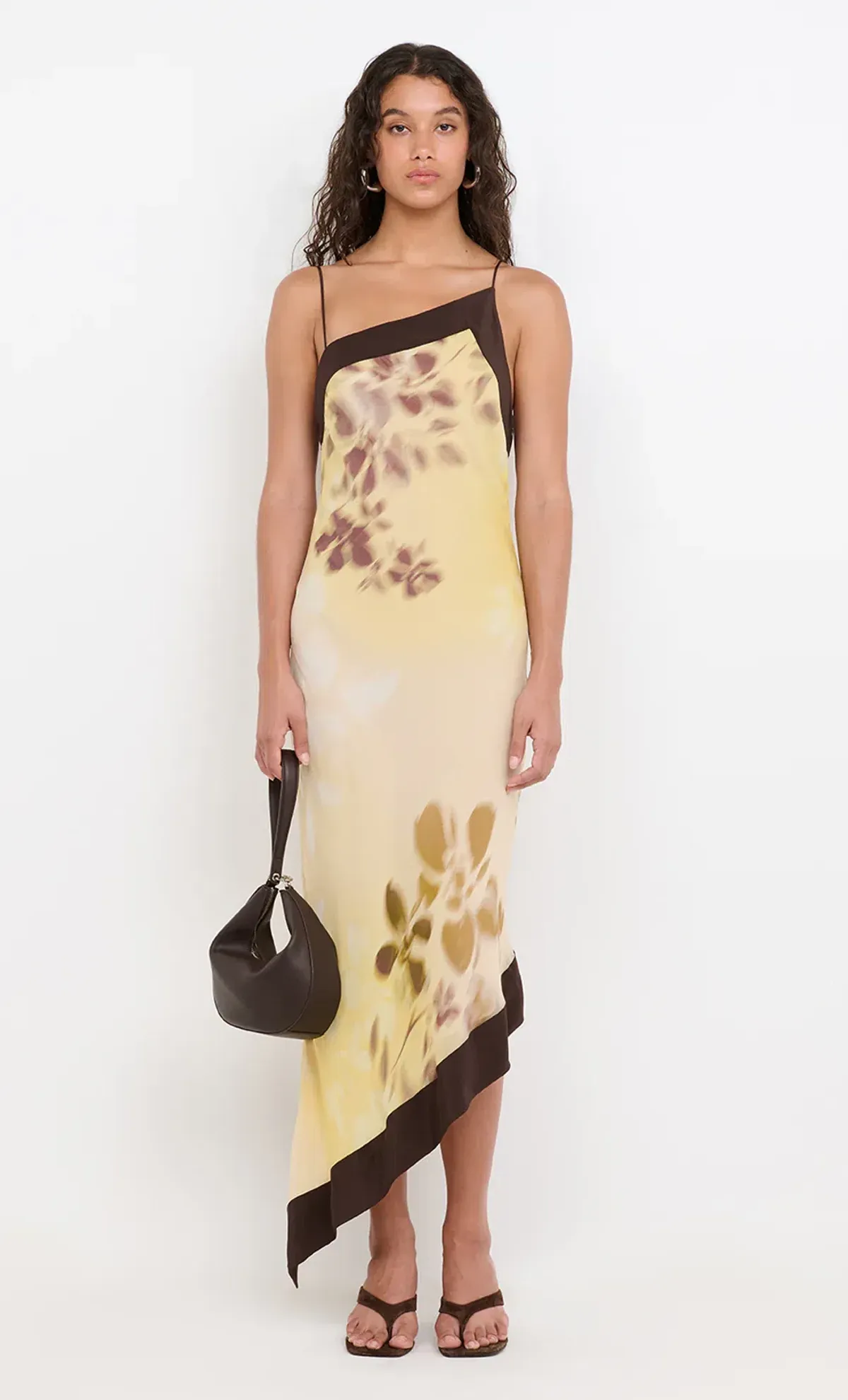 Bec and Bridge Blaise Asym Midi Dress in Palmera Flora Size 8 for rent on The Volte - main image
