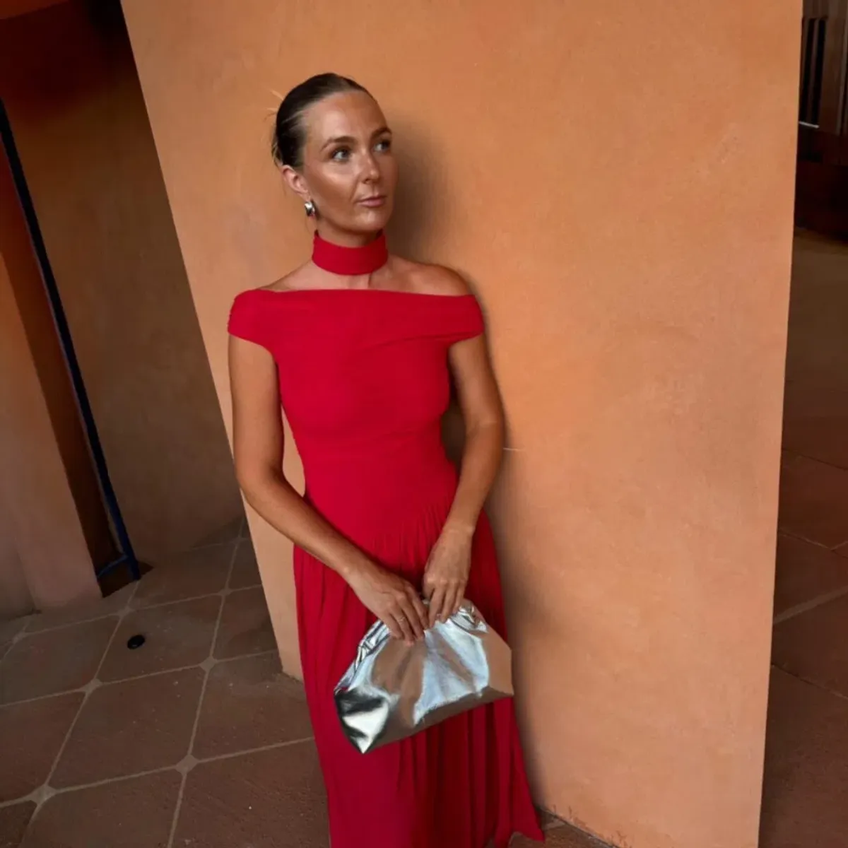 Bec & Bridge Deija Off Shoulder Red Maxi Dress Size 10 for rent on The Volte - main image