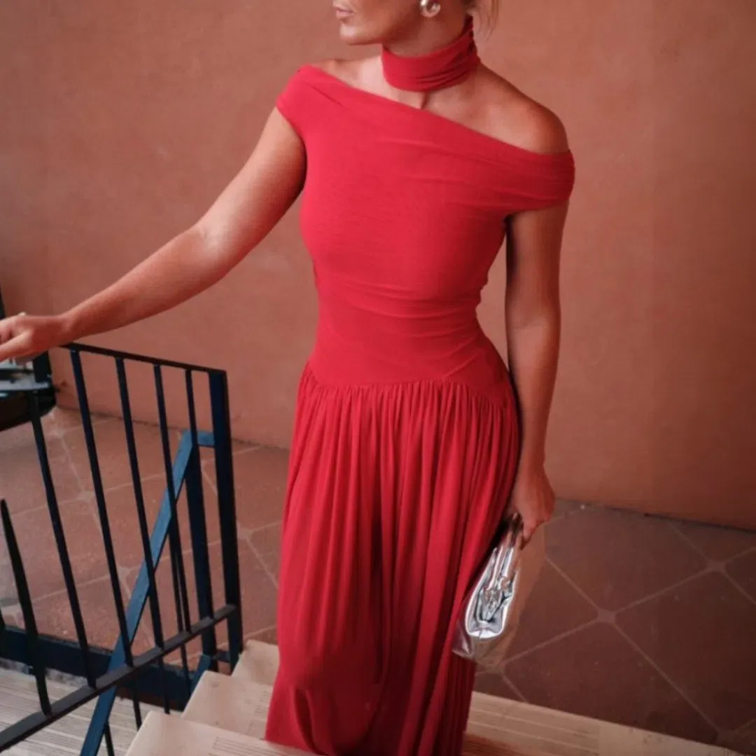 Bec & Bridge Deija Off Shoulder Red Maxi Dress Size 10 for rent on The Volte - main image