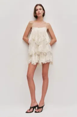 Aje Ophelia Lace Mini Dress Pastel Yellow Size 8 for rent on The Volte - image 2