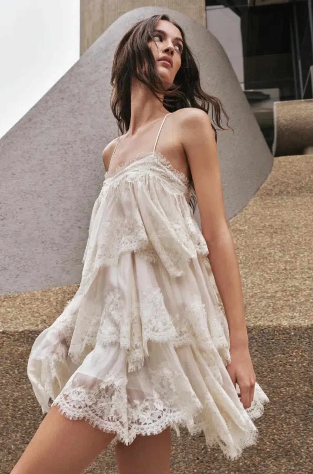 Aje Ophelia Lace Mini Dress Pastel Yellow Size 8 for rent on The Volte - main image