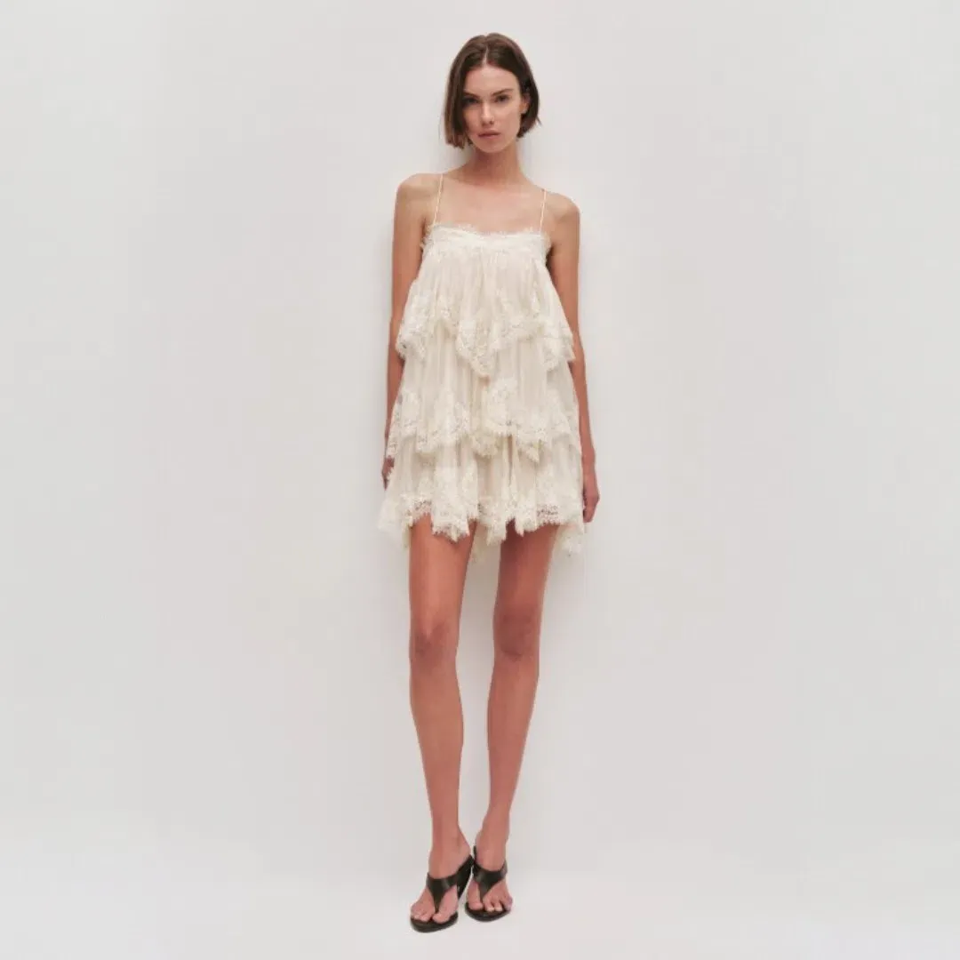 AJE Ophelia Lace Mini Dress In Pastel Yellow Size 14 for rent on The Volte - main image