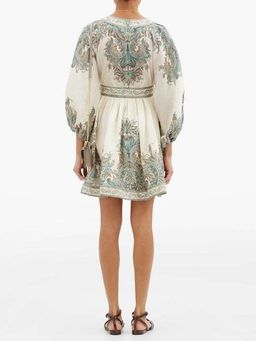 Brighton Paisley Mini Dress (cream/blue/blush, size 14) for rent on The Volte - image 2