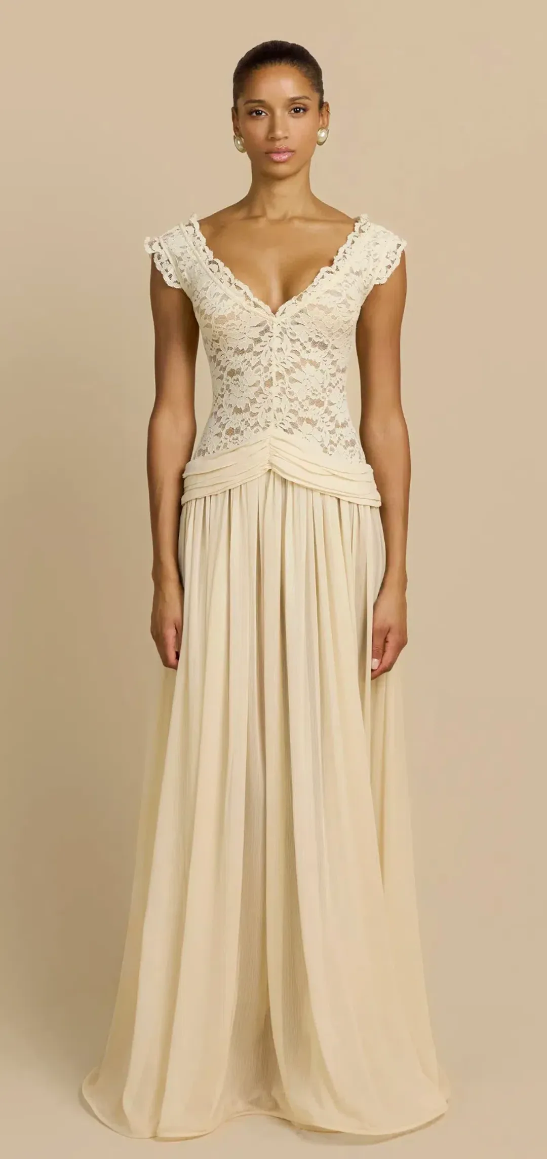 Arcina Ori, ARABELLA DRESS BEIGE, Size XS for rent on The Volte - main image