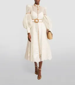 Zimmerman Postcard Embroidered Midi Dress Ivory Size 2/ AU 8-12 for rent on The Volte - image 1