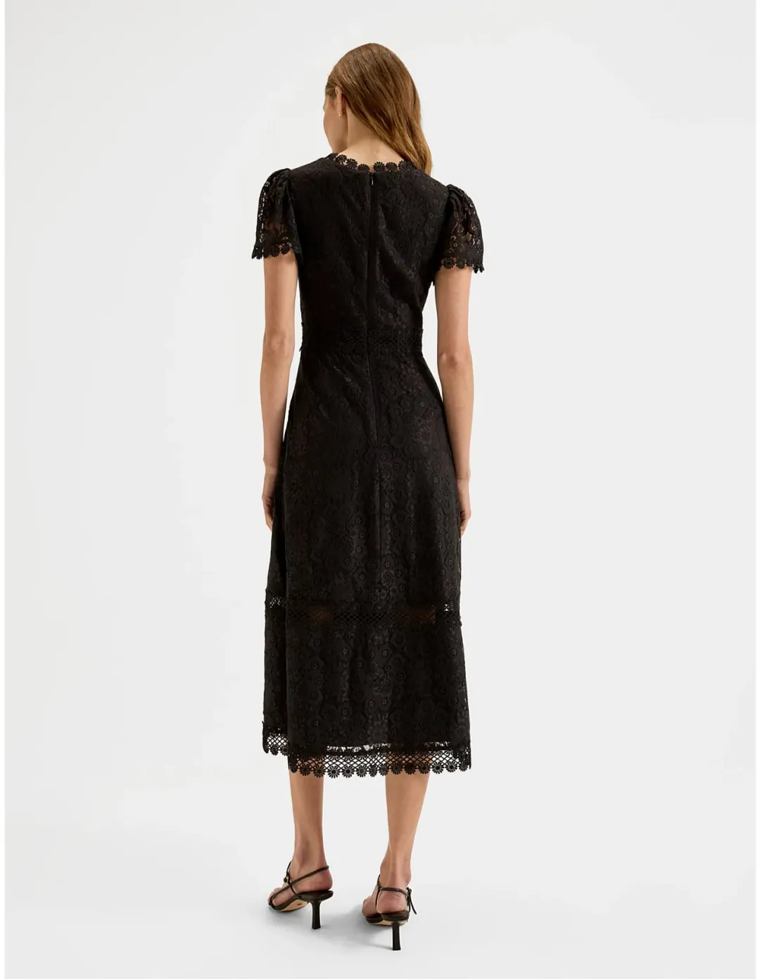 Review Cosmos Lace Midi Dress Black Size 10 for rent on The Volte - main image