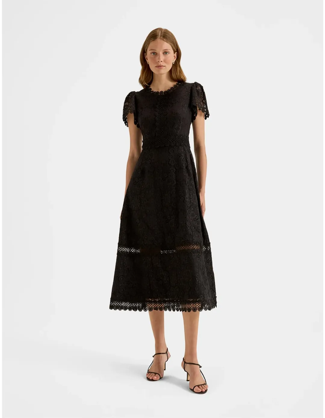 Review Cosmos Lace Midi Dress Black Size 10 for rent on The Volte - main image