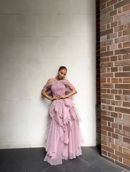 NISHA GOWN | FAWN PINK - SIZE 6 for rent on The Volte - image 2