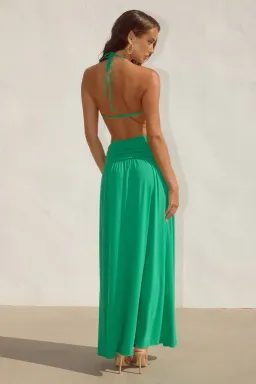 Genia Cross Front Maxi Dress-Emerald Green for rent on The Volte - image 3