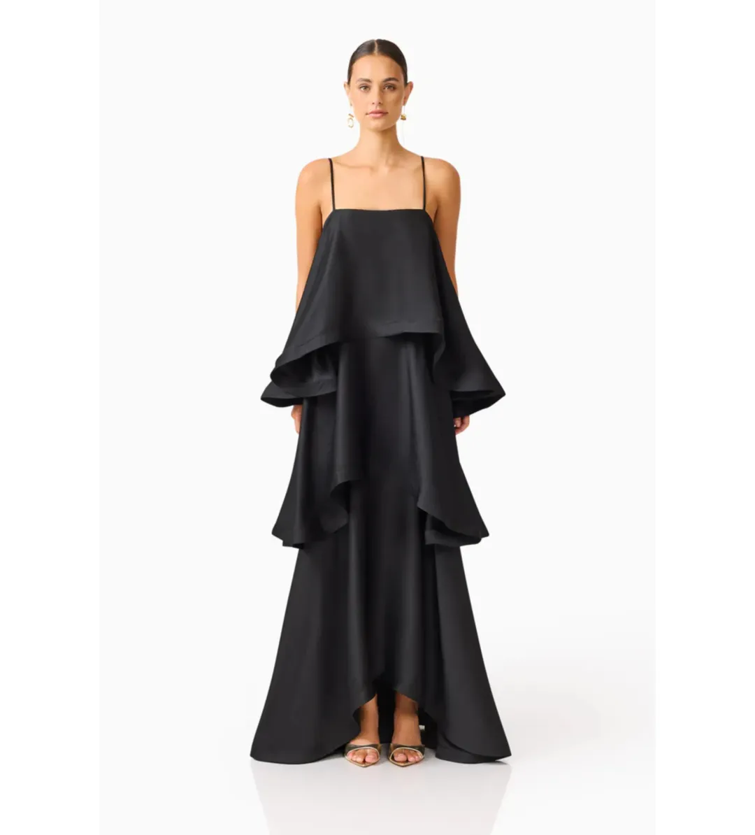 Elliatt Tilly Tiered Maxi Dress Black Size AU12 for rent on The Volte - main image