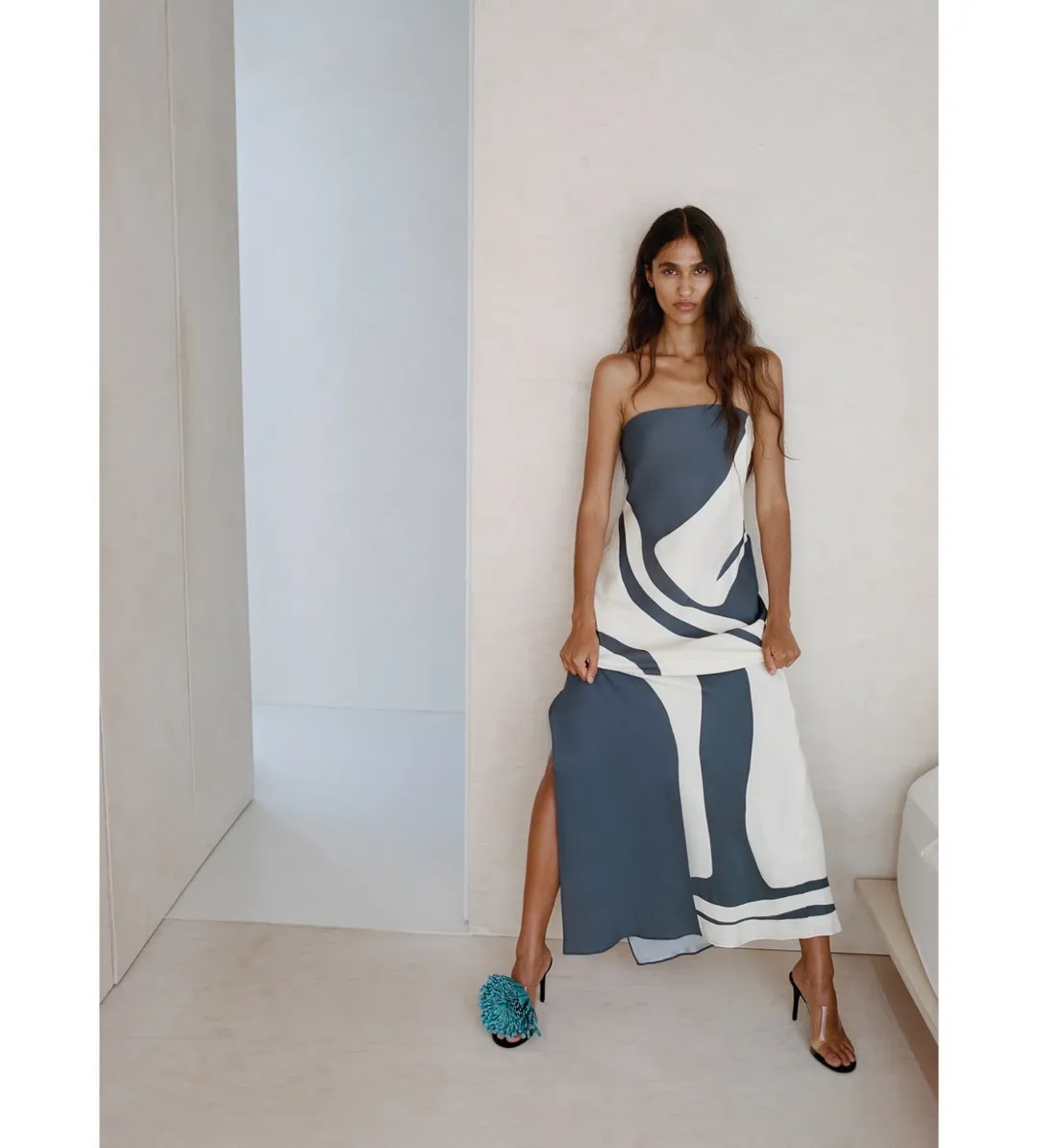 Sir The Label Lilou Strapless Maxi Dress Charcoal Blue Size 3/AU 12 for rent on The Volte - main image