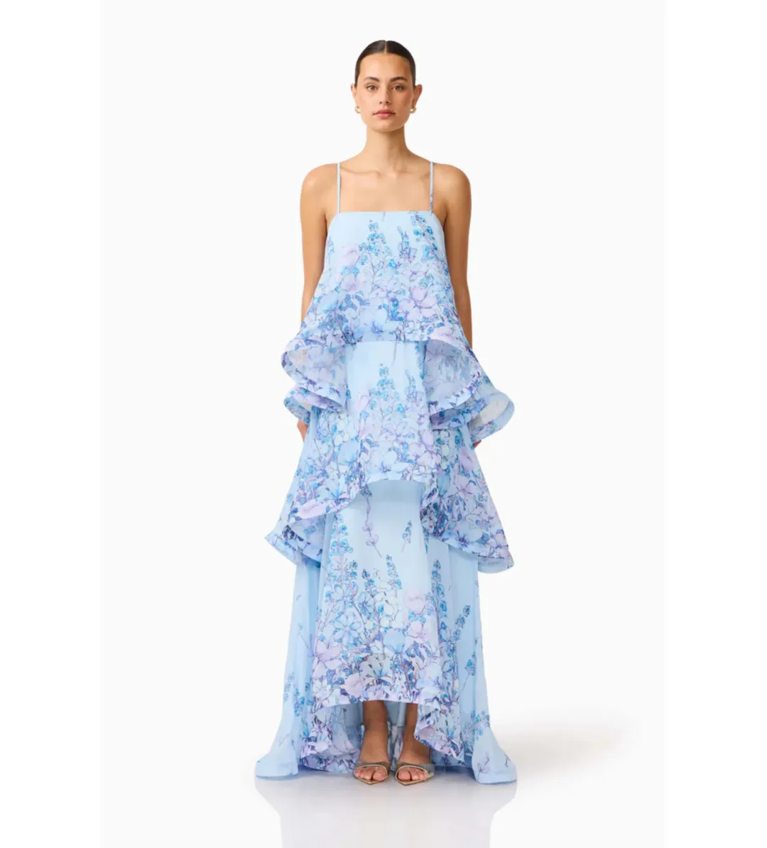 Elliat Armani Tiered Maxi Dress in Baby Blue Floral Size S/AU8 for rent on The Volte - main image