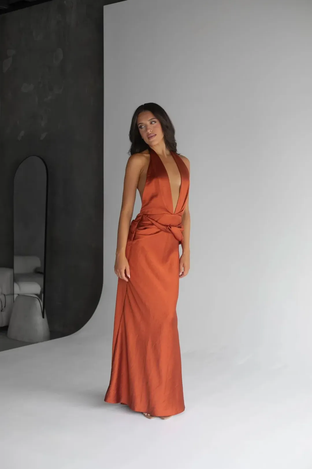 ARCINA ORI FRANCESCA DRESS METALLIC ORANGE SIZE S / 8 for rent on The Volte - main image