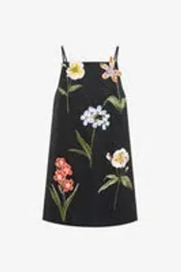 Leia Embroidered Mini Dress - Botanical Print in Ebony - AU 10 (US 6) / Botanical Print in Ebony for rent on The Volte - image 1