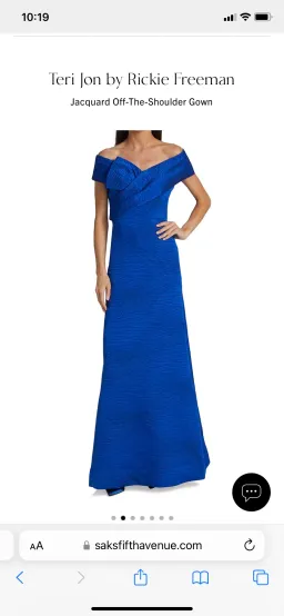 Terri Jon off-the-shoulder jacquard cobalt blue gown  for rent on The Volte - image 1