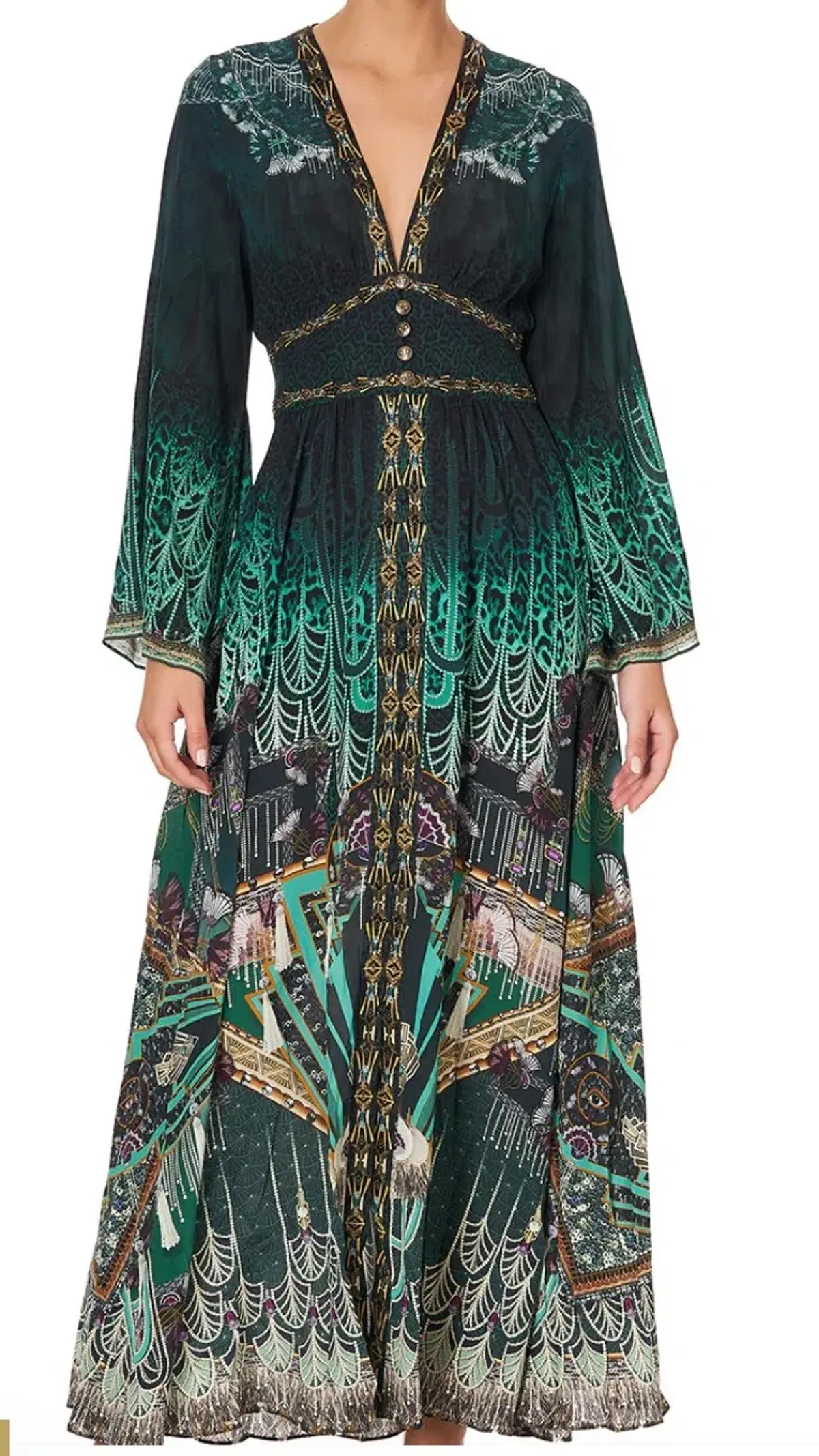Camilla Fitzgeralds Flapper Kimono sleeve dress with shirring detail for rent on The Volte - main image