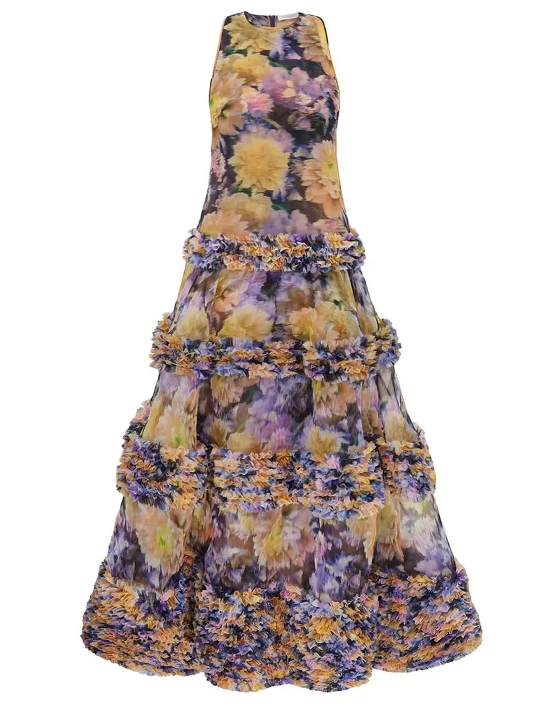 Zimmermann Luna Ruffle Maxi Dress Violet Dahlia size 1/ AU 10 for rent on The Volte - main image