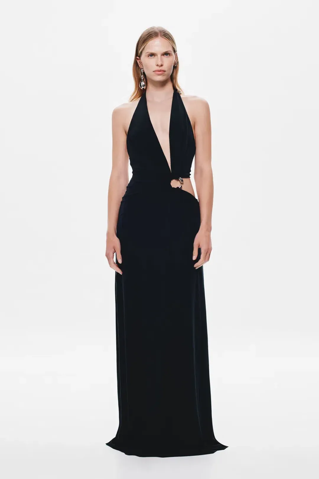 New MISHA “Devon” Cupro Maxi Dress in Black - Size 10 Formal Gown for rent on The Volte - main image