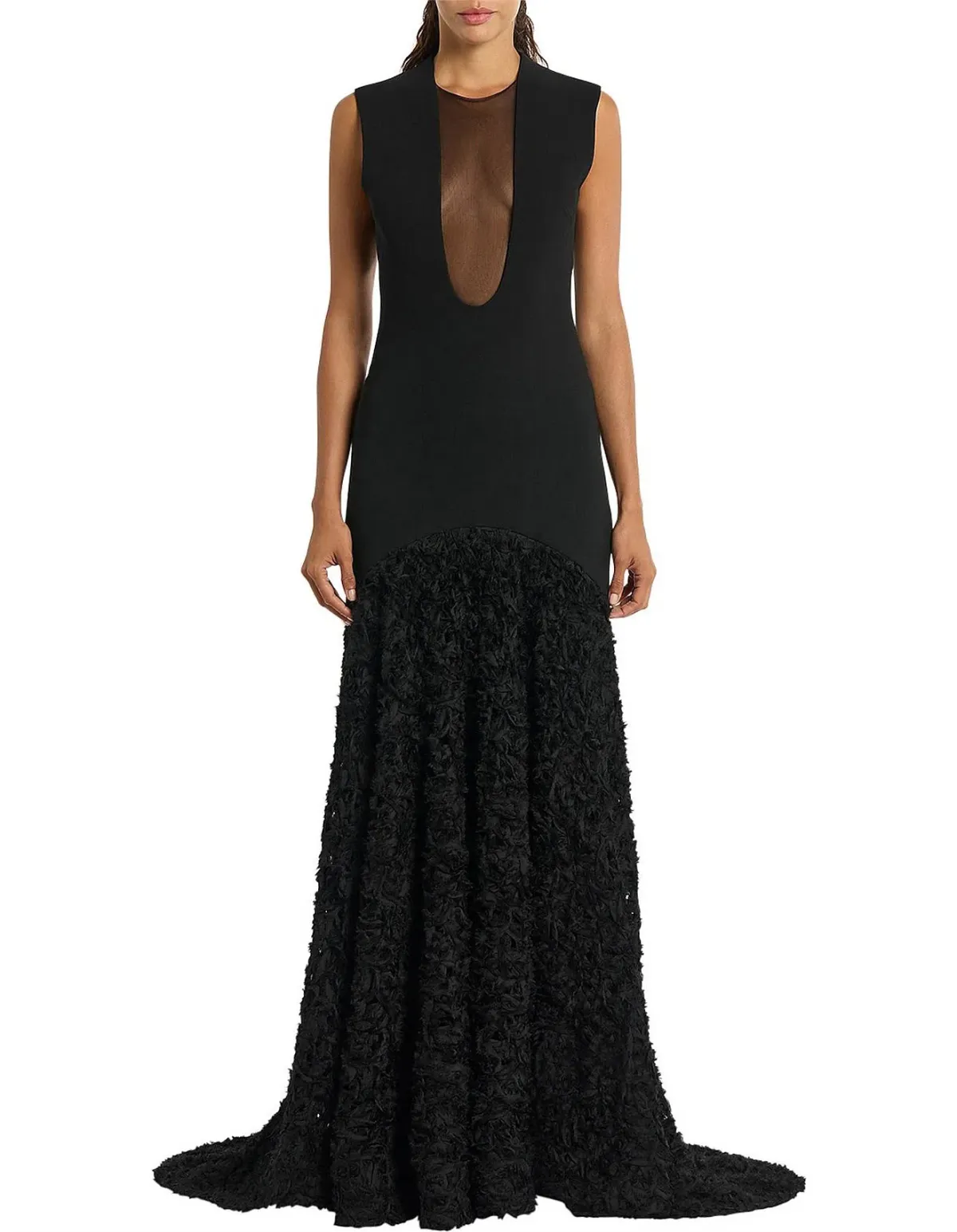 Carla Zampatti Castro Black Plunge Gown - Size 6 for rent on The Volte - main image