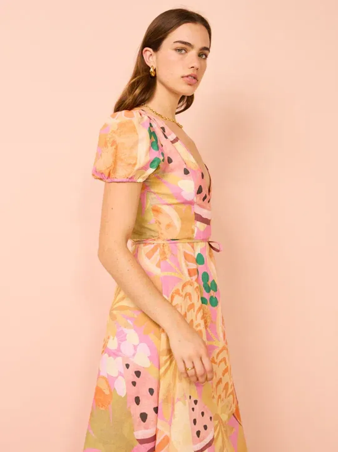 By Nicola - Fruit Punch Wrap dress Size 16 for rent on The Volte - main image