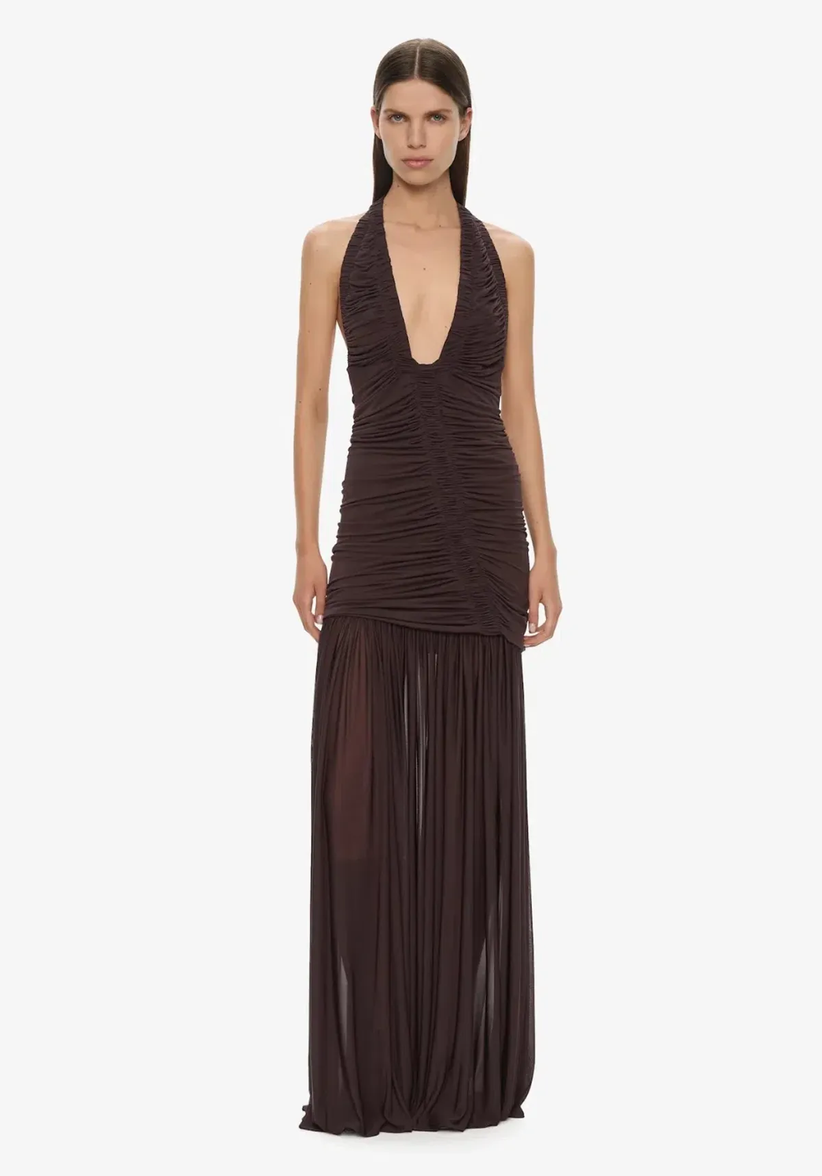 CHRISTOPHER ESBER ORION GOWN in Malbec Brown for rent on The Volte - main image
