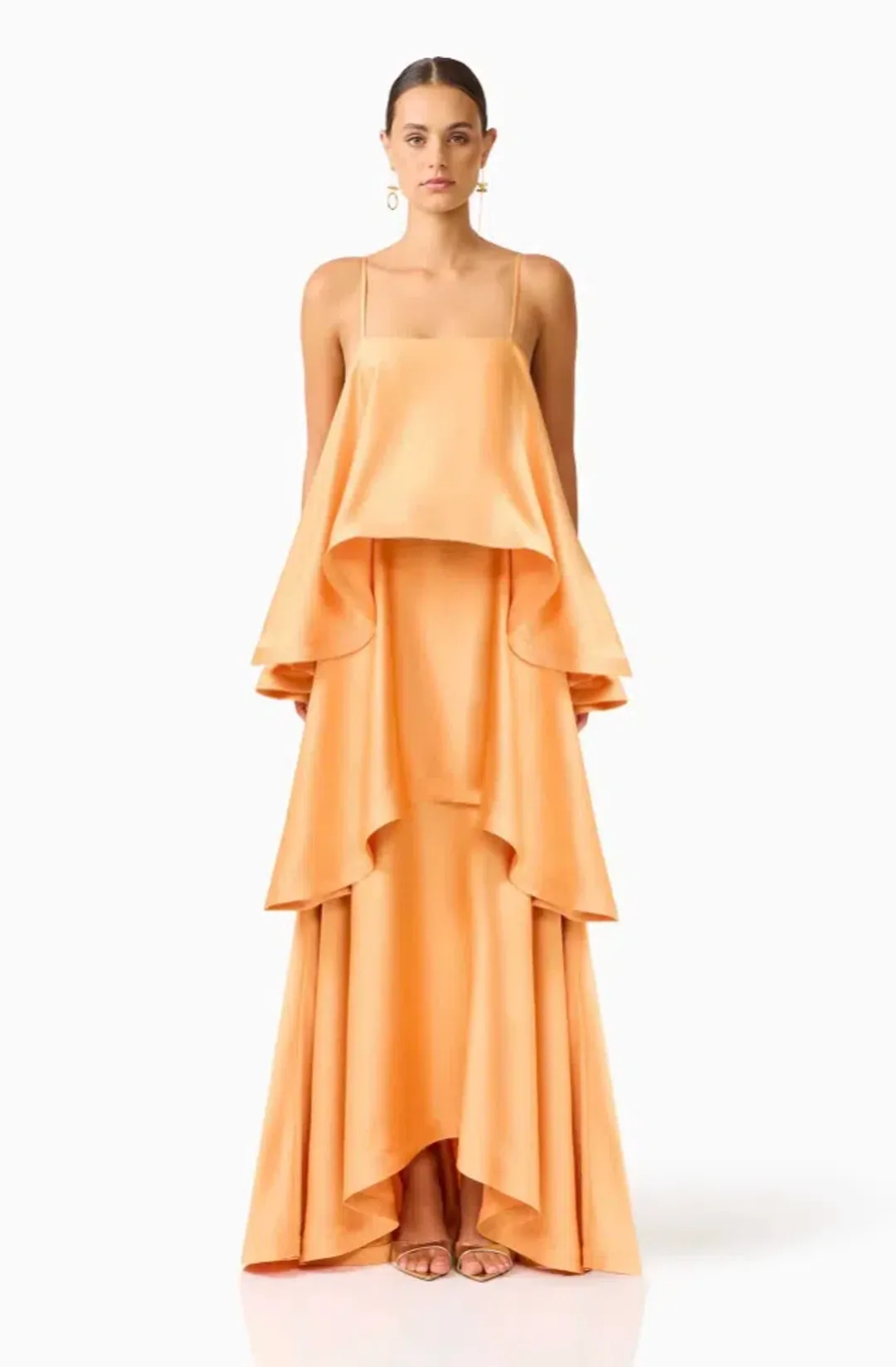 TILLY TIERED MAXI DRESS | ORANGE - SIZE 10 for rent on The Volte - main image