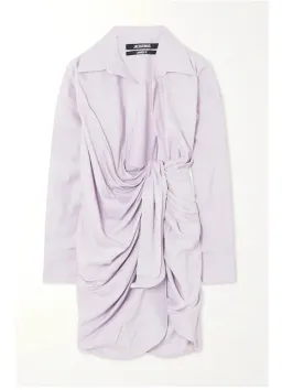 Jacquemus La Robe Bahia Mini Shirt Dress Mini Lilac Size AU 6 for rent on The Volte - image 3