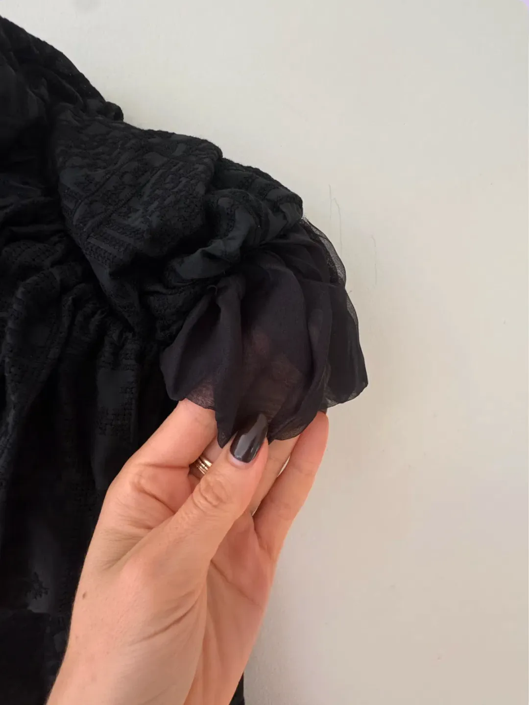 Custom Made Van Der Kooij Mini Dress Black Cocktail Puff Sleeve for rent on The Volte - main image