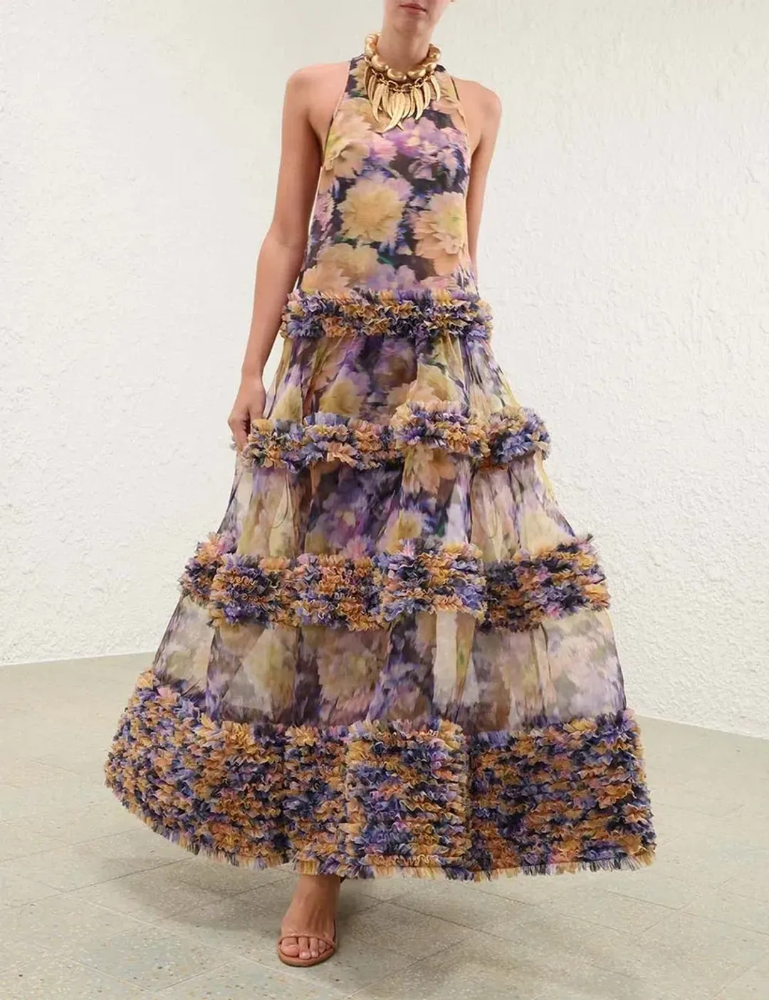 LUNA RUFFLE MAXI DRESS for rent on The Volte - main image