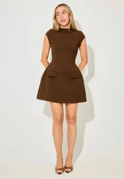 Odd Muse Cap Sleeve Dress Chocolate Brown for rent on The Volte - image 2