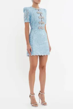 REBECCA VALLANCE x Nicky Hilton “Leyla” Short Sleeve Sequin Mini Dress – Size 8 AU – Light Blue for rent on The Volte - image 3