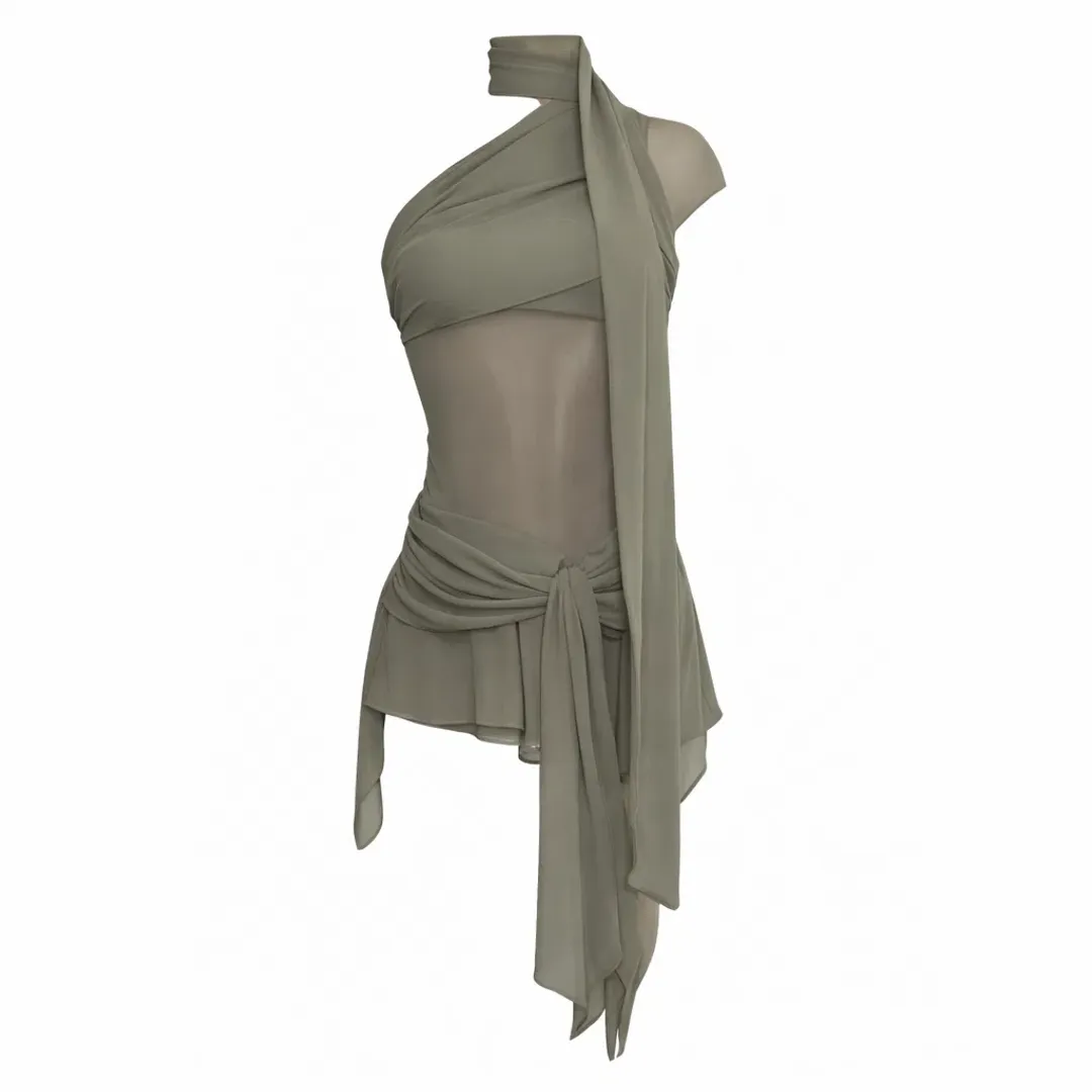 Guizio Cyrielle Dress Gunmetal for rent on The Volte - main image