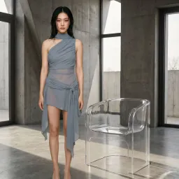 Guizio Cyrielle Dress Gunmetal for rent on The Volte - image 3