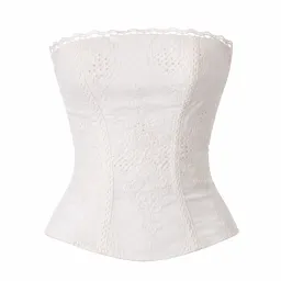 House of CB White Cotton Broderie Strapless Corset Top & Skirt for rent on The Volte - image 1