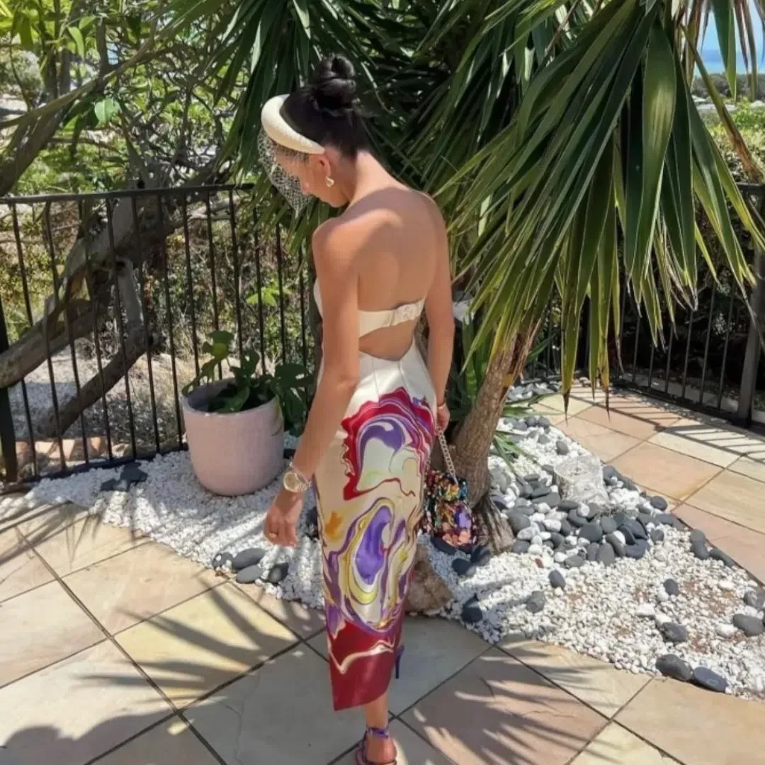 Alemais Luca Corset Midi Dress In Multi Size AU 10 for rent on The Volte - main image