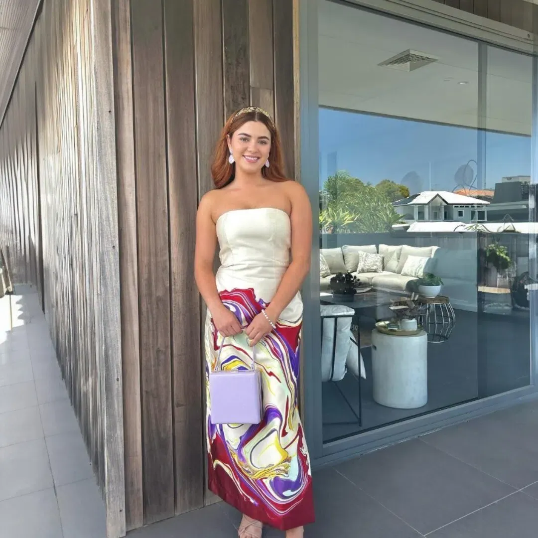 Alemais Luca Corset Midi Dress In Multi Size AU 10 for rent on The Volte - main image