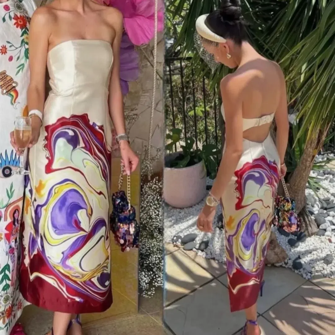 Alemais Luca Corset Midi Dress In Multi Size AU 10 for rent on The Volte - main image