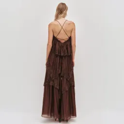 AJE Ophelia Lace Gown In Chocolate Size 10 for rent on The Volte - image 3