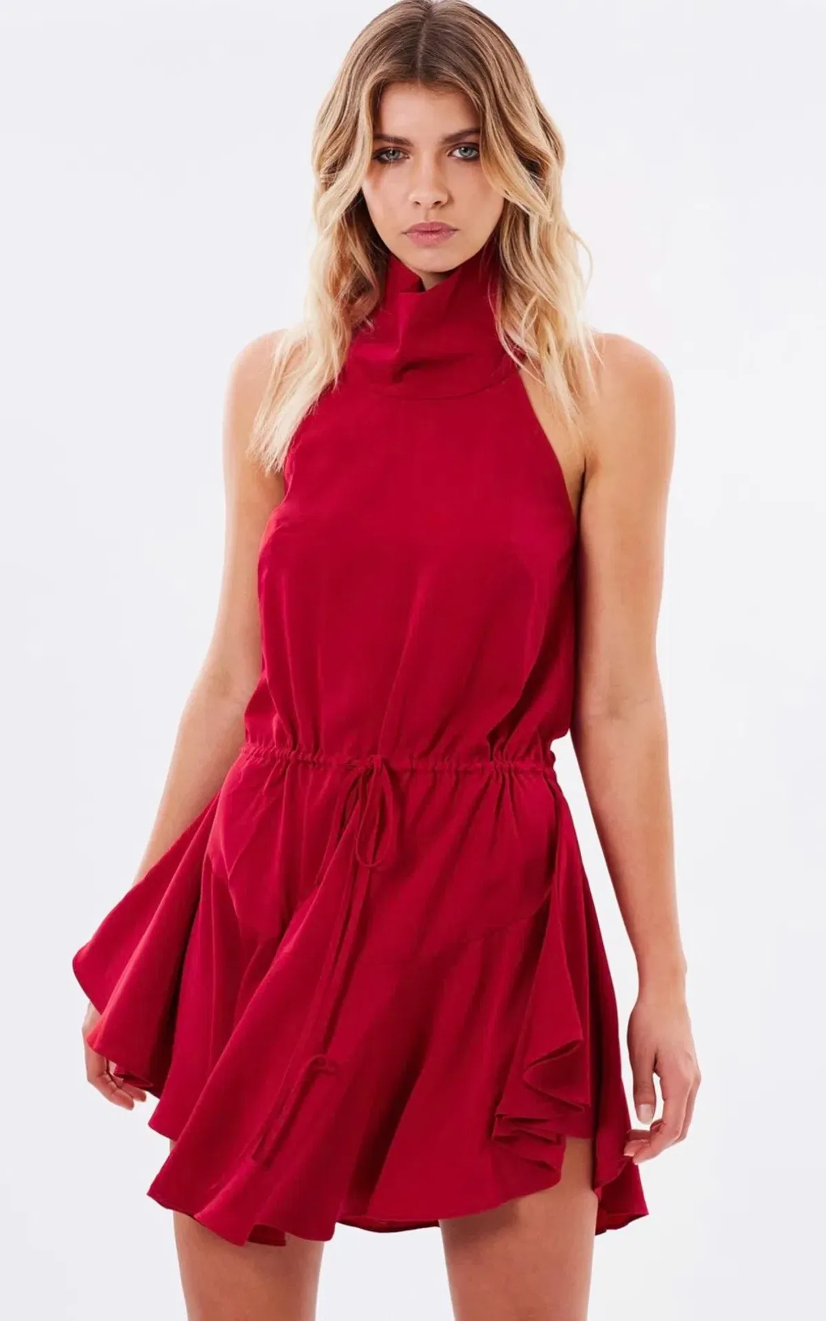 Shona Joy High Neck Mini Dress Red SIZE 8 for rent on The Volte - main image