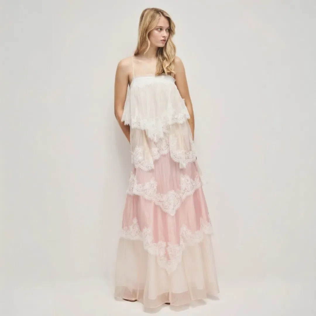 Aje Ophelia Lace Gown in Multi Size AU 10 for rent on The Volte - main image