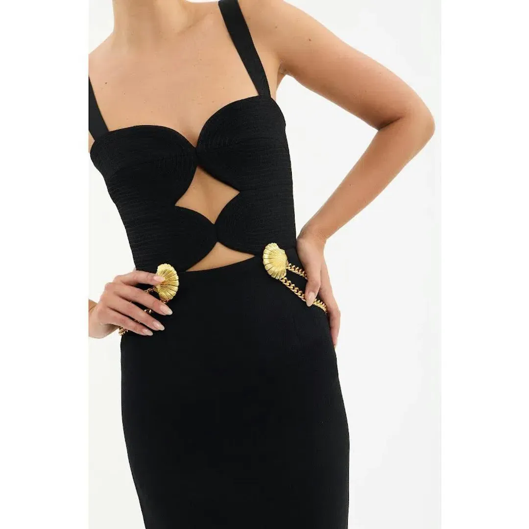 New REBECCA VALLANCE “Chelsea” Midi Dress – Size 8 AU – Black for rent on The Volte - main image