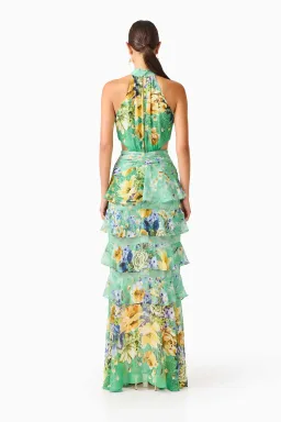 Elliatt Gardenia Halter Maxi Dress in Green Size S/AU 8 for rent on The Volte - image 3