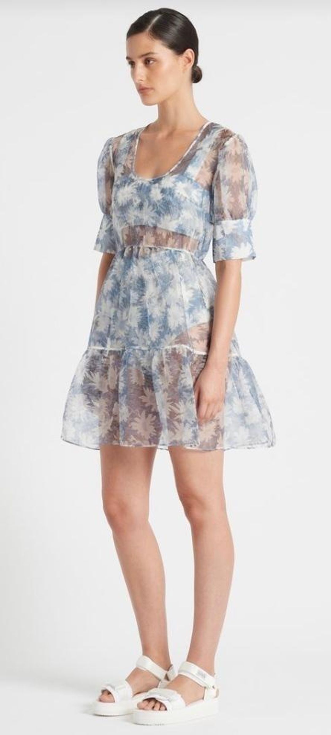 Sir The Label Anais Puff Sleeve Mini Dress Blue Size 0 | AU 6 for rent on The Volte - main image