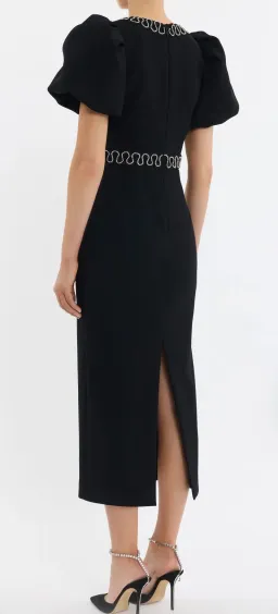 Rebecca Vallance NYX Puff Sleeve midi dress in black size 12 for rent on The Volte - image 4