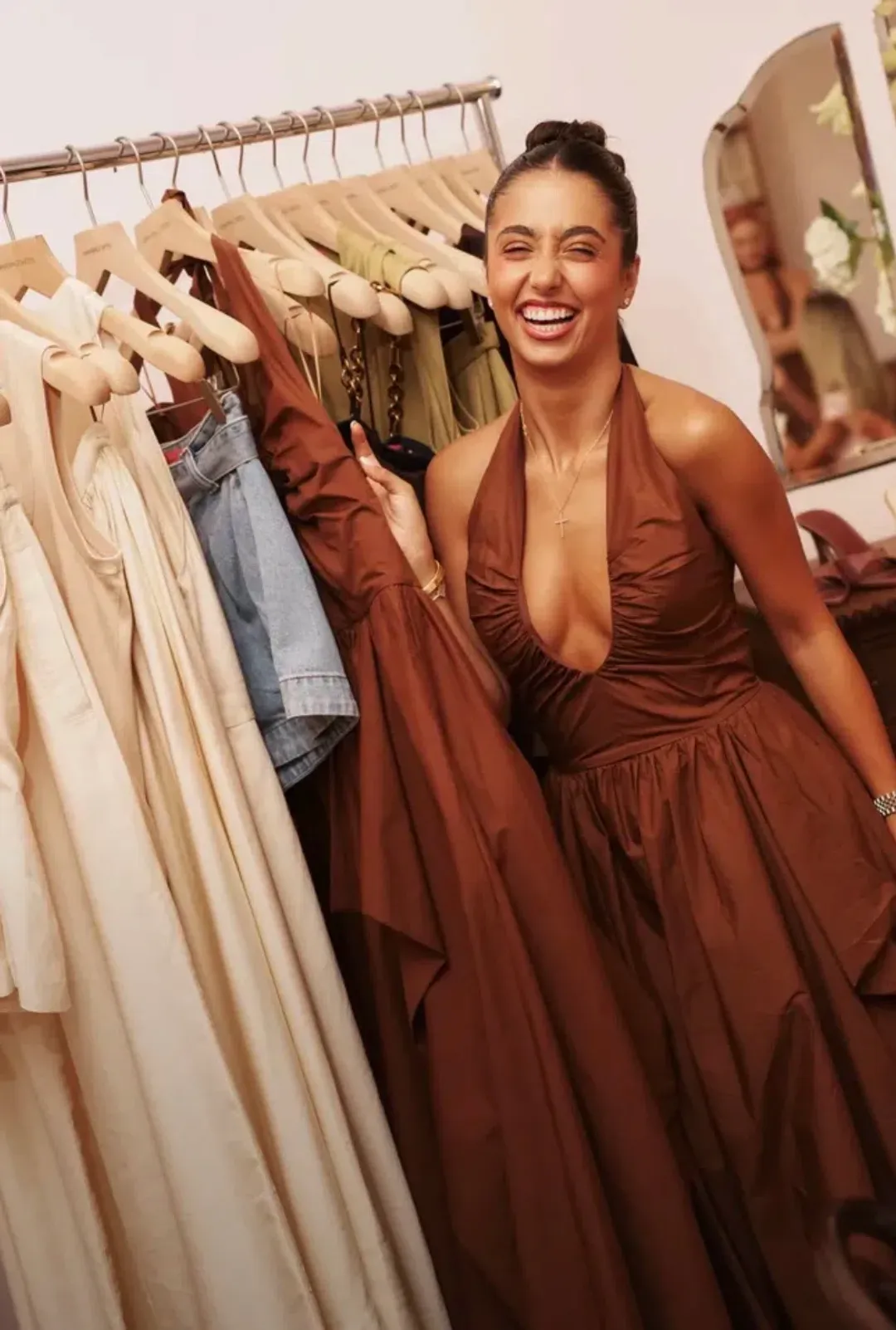 Manning Cartell- Provence Halter Dress– Cognac- Size 12 for rent on The Volte - main image