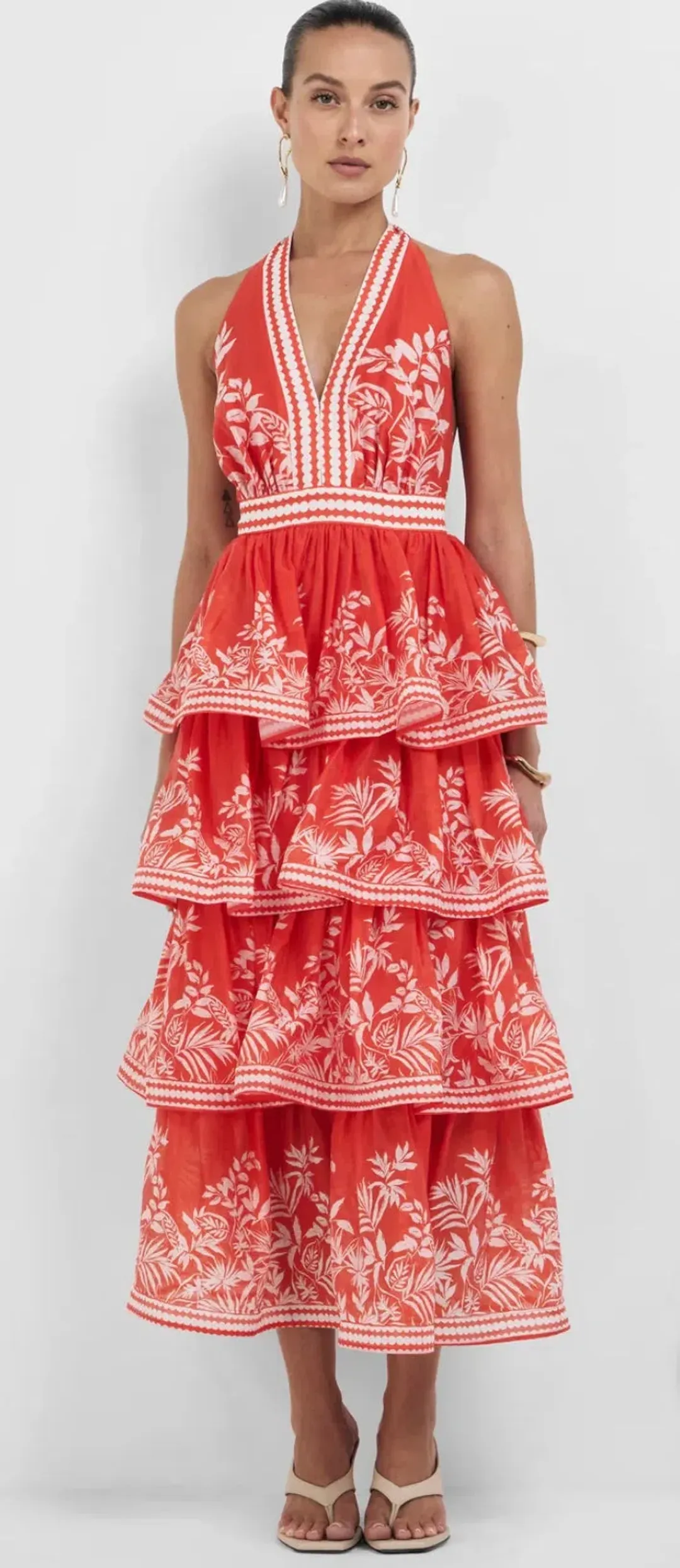 Sheike- Ravello Palm Dress- Red- Size 16 for rent on The Volte - main image